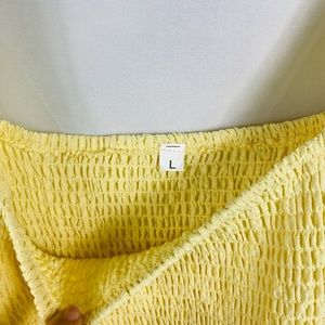 Women's Yellow Short Sleeve Shirred Ruffle Fitted Dress